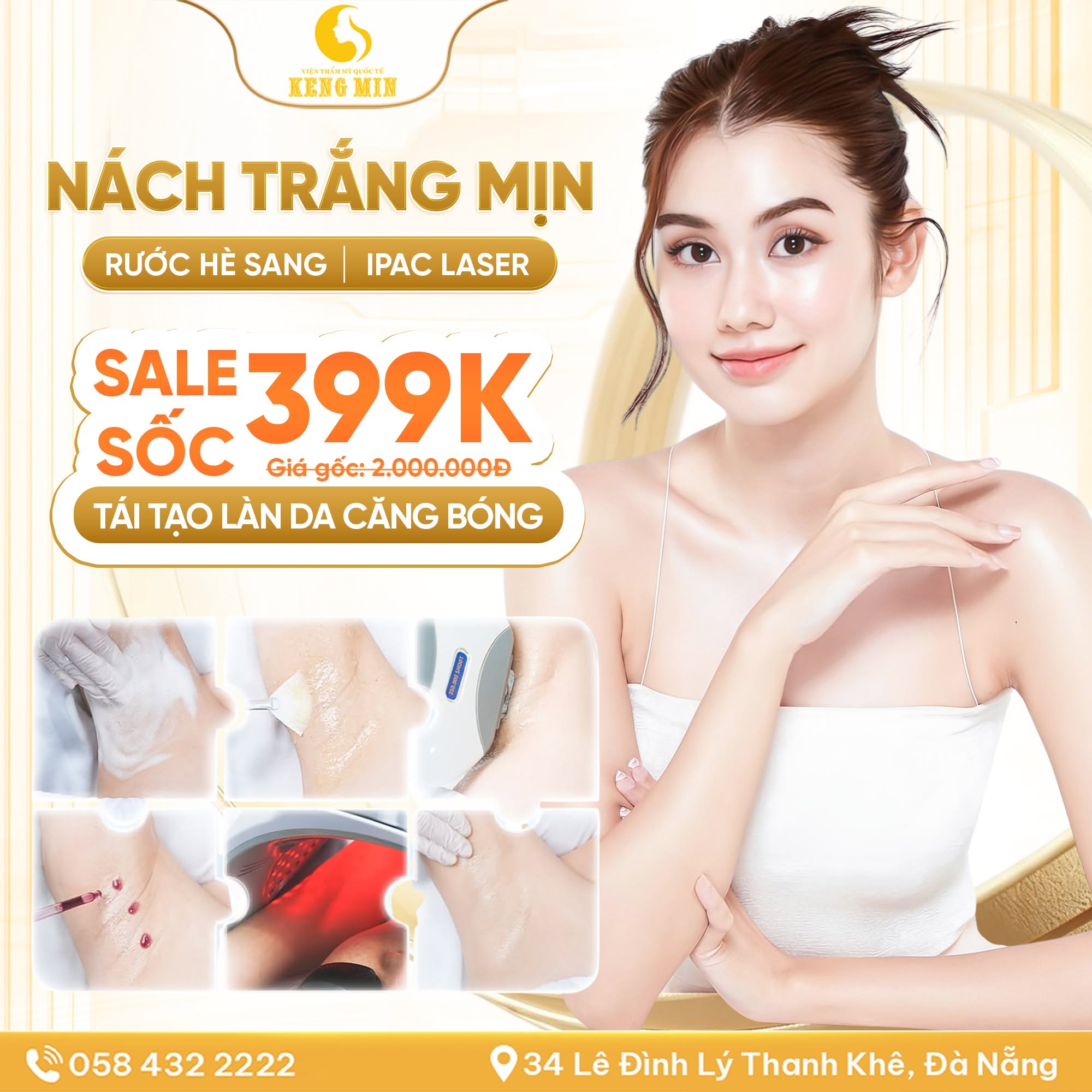 Nách Trắng Mịn Với Công Nghệ IPAC Laser – Giải Pháp Khử Thâm, Tái Tạo Làn Da Chỉ Từ 399K Tại Keng Min